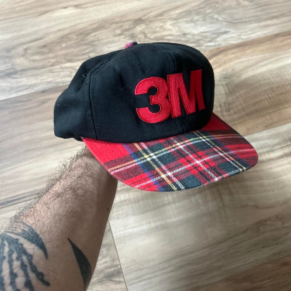 Vintage 90s 3M Company Plaid Brim Hat OSFA